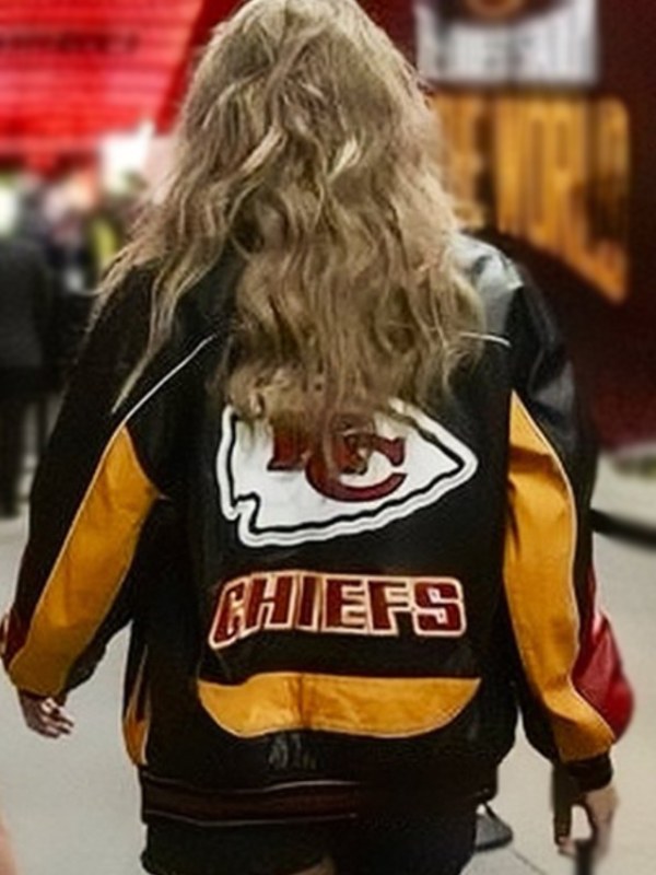 Chiefs-Buccaneers-Game-Taylor-Swift-Kansas-City-Leather-Black-Jacket