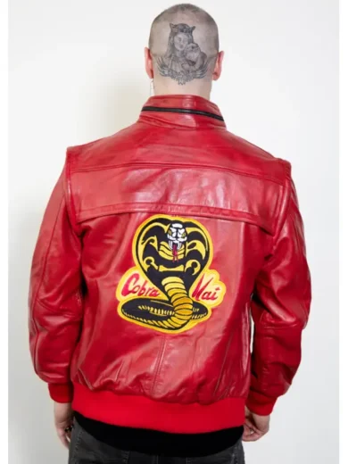 Cobra Kai Red Leather Jacket back