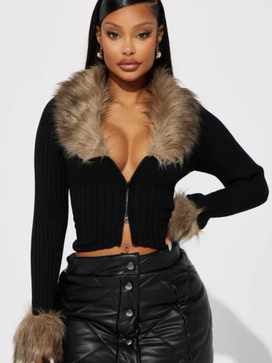 Furever Feeling Faux Fur Cropped Cardigan