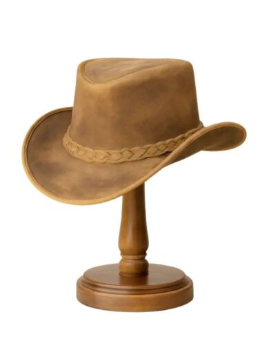 Light Brown Leather Cowboy Hat