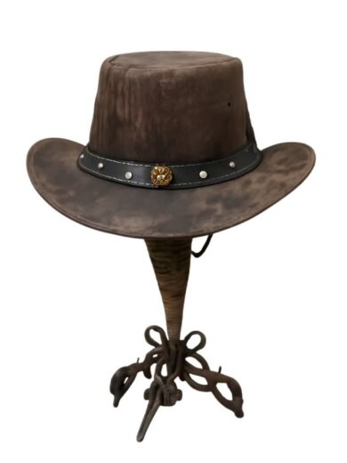 Vintage Brown Leather Cowboy Hat