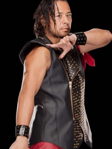 Shinsuke Nakamura Studded Black Leather Vest