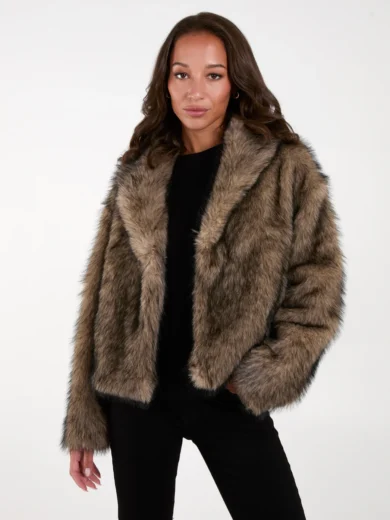 Short Plush Faux Fur Coat