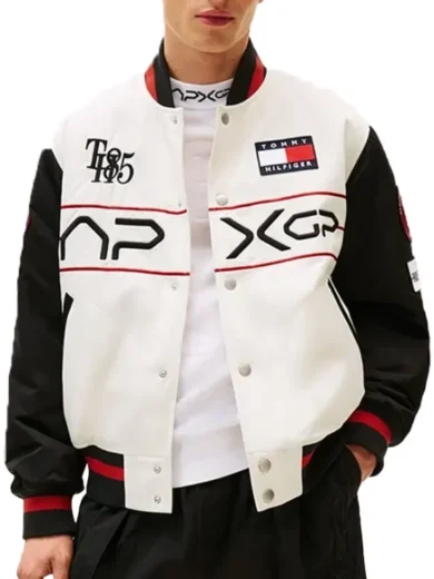 Tommy Hilfiger x APXGP x F1 Movie White Racing Varsity Jacket 2
