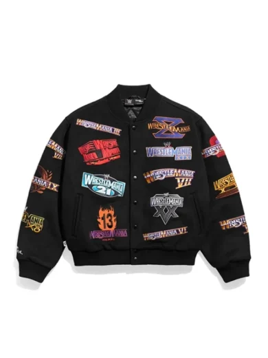 WWE WrestleMania 1-21 Black Varsity Jacket