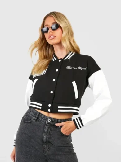 Above and Beyond Crop Varsity Jacket
