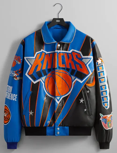Command court-to-street style in the Amar’e Stoudemire Knicks Leather Jacket—premium hide, team pride, and NBA legacy for dedicated New York fans.