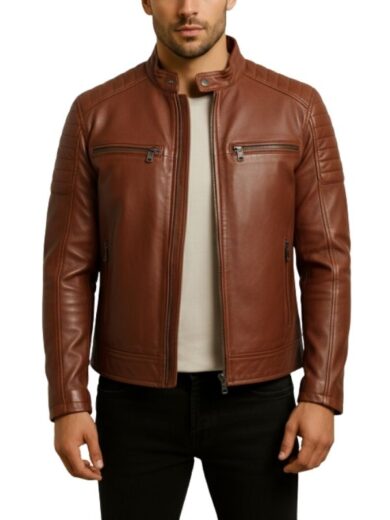 Austin Chocolate Brown Waxed Leather Jacket