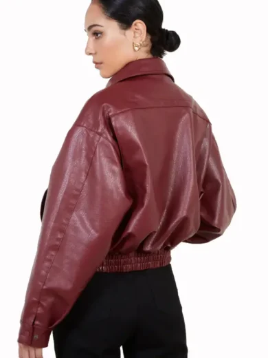 Burgundy Leather Short Jacket