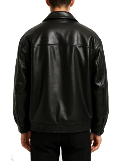 Men’s Classic Black Leather Zip-Up Jacket
