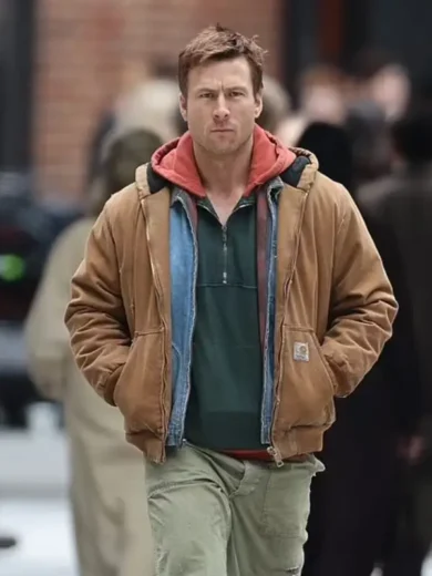 The Running Man Glen Powell Brown Jacket