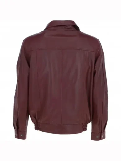 Men’s Burgundy Leather Brando Bomber Jacket