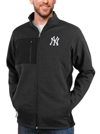 New York Yankees Antigua Heathered Navy Jacket