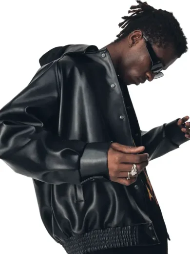 Mens Raglan Sleeve Oversized Leather Jacket