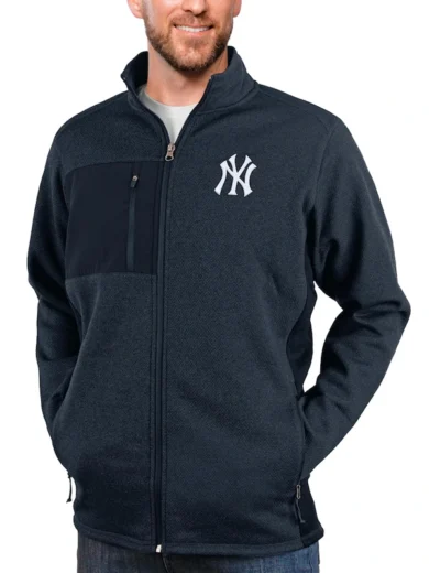 New York Yankees Antigua Heathered Navy Jacket