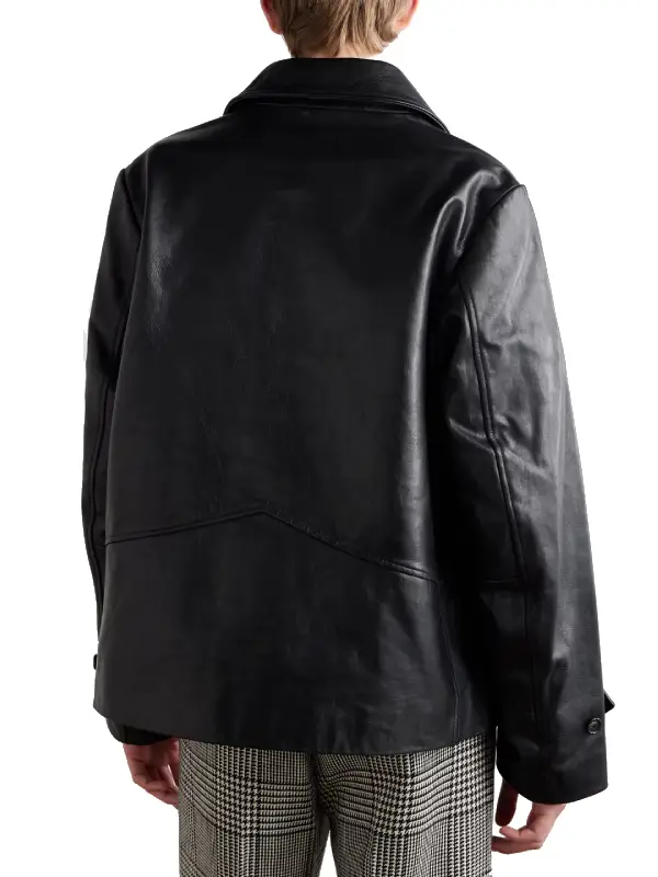 Oversized Continental Cropped Leather Jacket