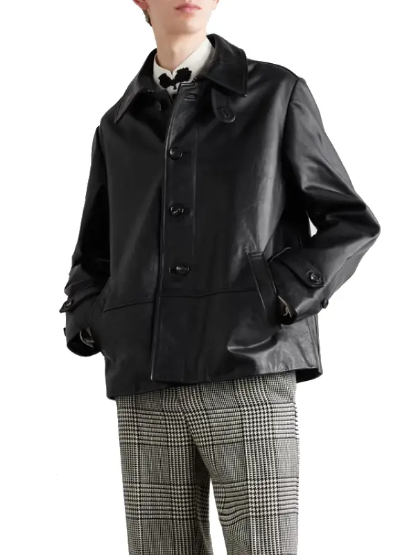 Oversized Continental Cropped Leather Jacket