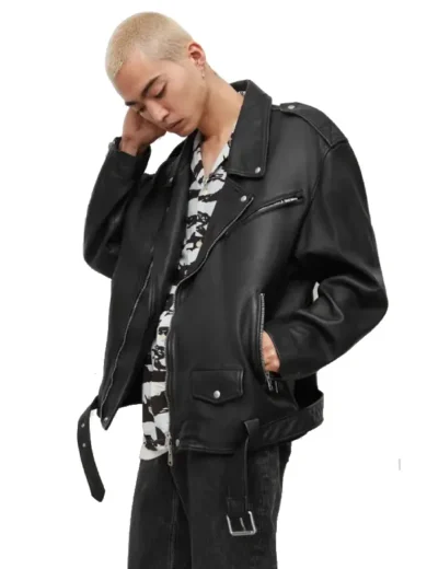 Shoga Oversized Leather Biker Jacket