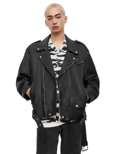 Shoga Oversized Leather Biker Jacket