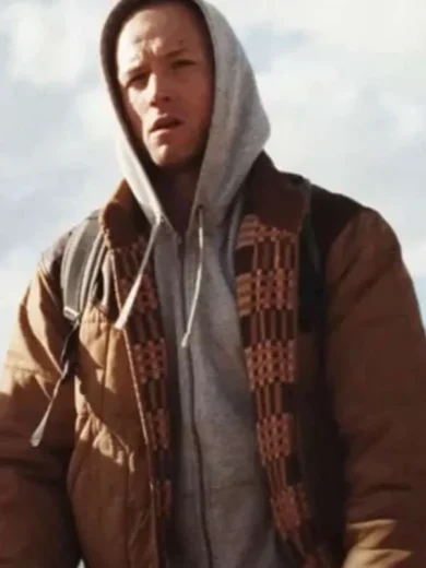 Taron Egerton She Rides Shotgun Brown Jacket