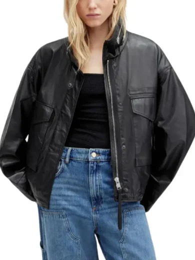 Women’s Black Slouchy Leather Jacket