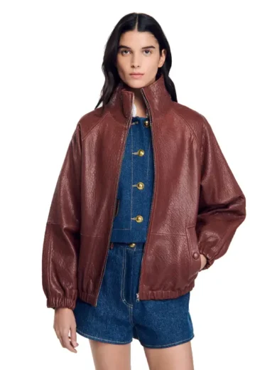 Women’s Brown Oversized Crocodile Leather Jacket