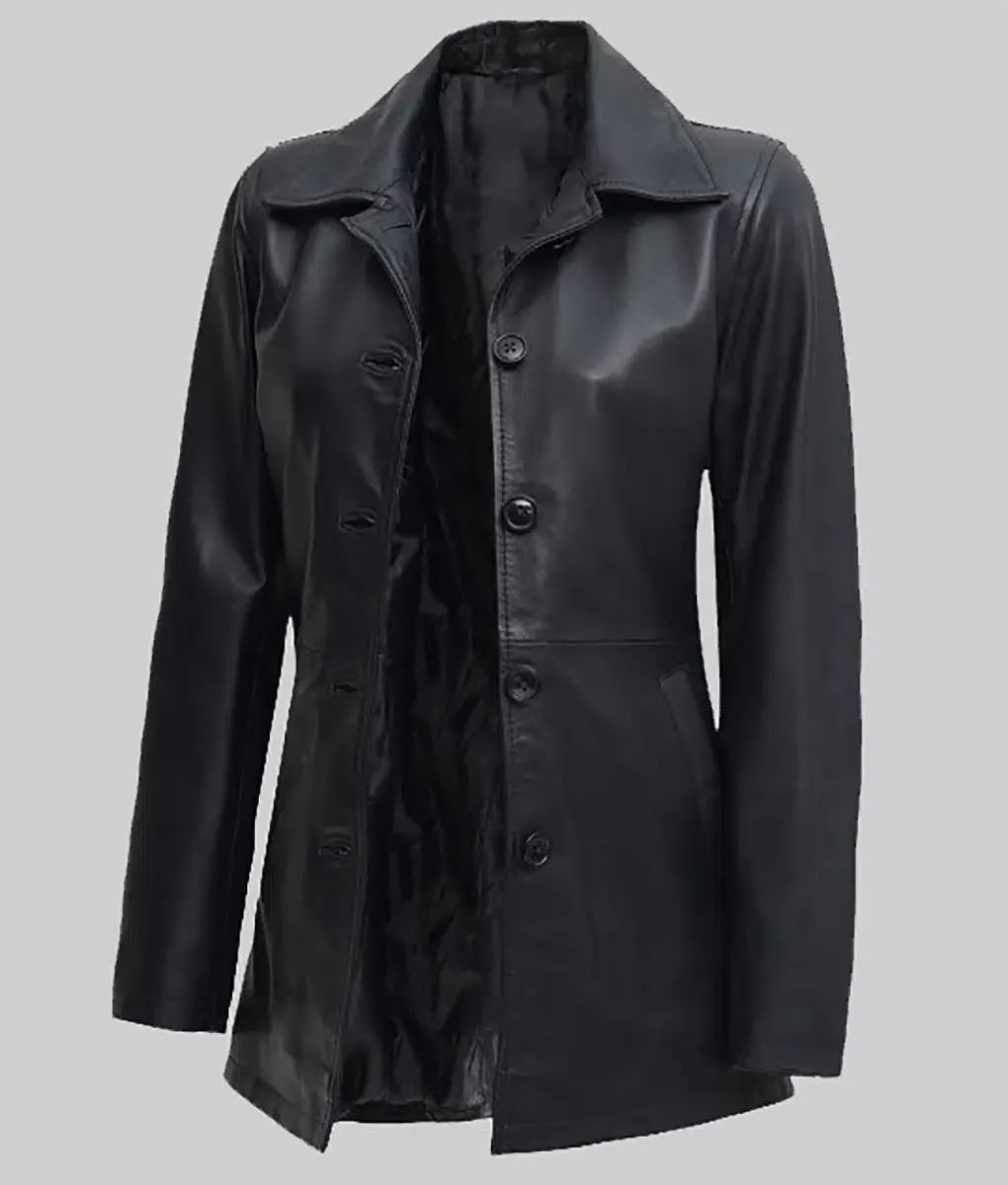 Materialists Dakota Johnson Black Leather Coat