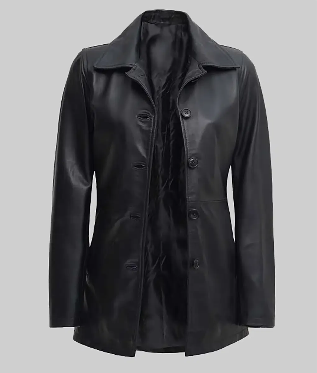 Materialists Dakota Johnson Black Leather Coat