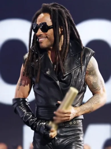 2024 People’s Choice Awards Lenny Kravitz Black Leather Vest