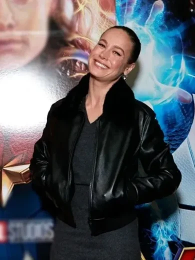 Brie Larson Black Leather Jacket