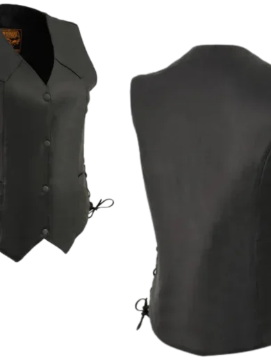 Cher Black Leather Vest