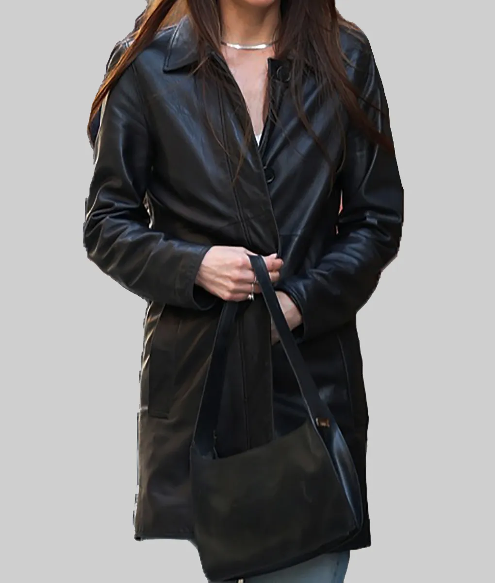 Materialists Dakota Johnson Black Leather Coat