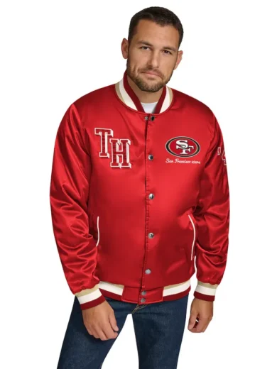 Tommy Hilfiger Scarlet San Francisco 49ers Full-Zip Varsity Jacket