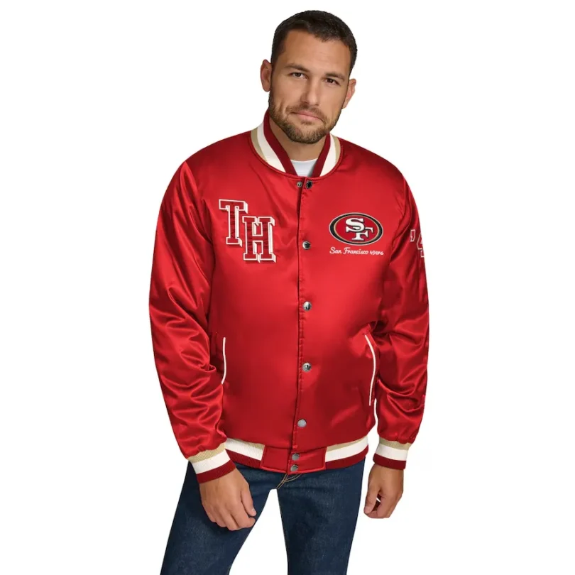 Tommy Hilfiger Scarlet San Francisco 49ers Full-Zip Varsity Jacket