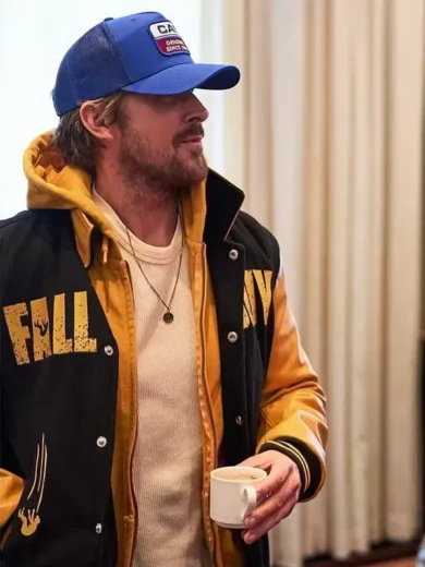 Handmade Ryan Gosling’s The Fall Guy Bomber Jacket in Black and Yellow – Ryan Varsity Letterman Jacket