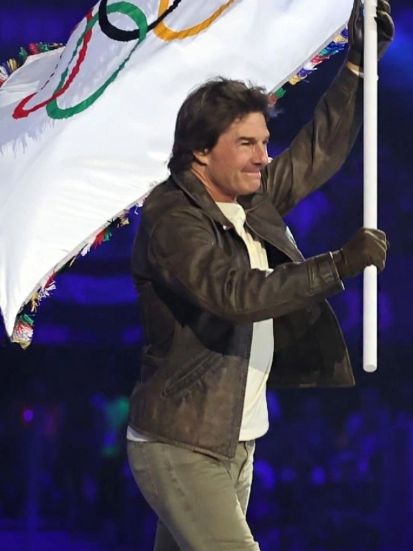 Paris 2024 Olympic Closing Ceremony Tom Cruise Leather Jacket