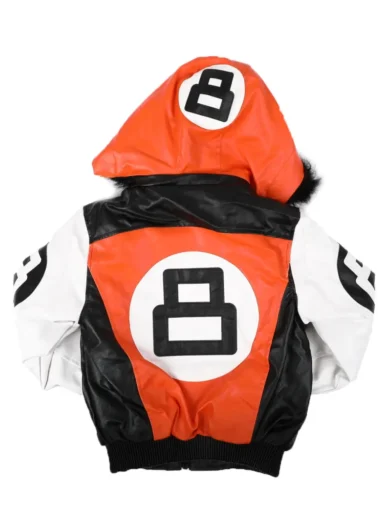 8 Ball Faux Fur Orange & White Jacket