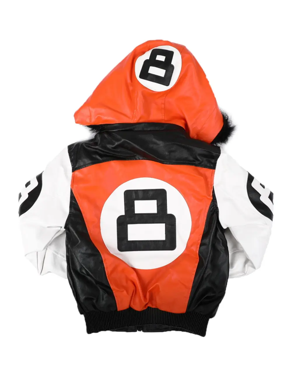 8 Ball Faux Fur Orange & White Jacket