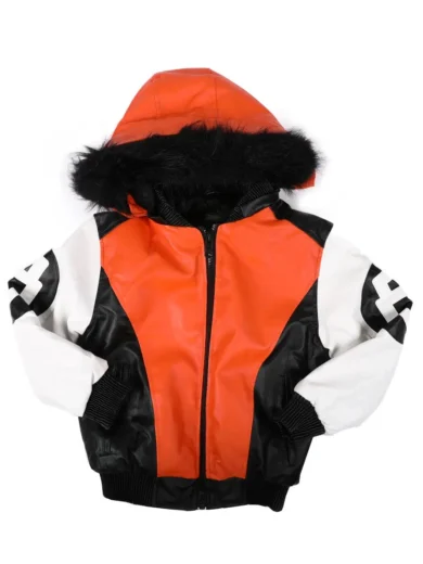 8 Ball Faux Fur Orange & White Jacket