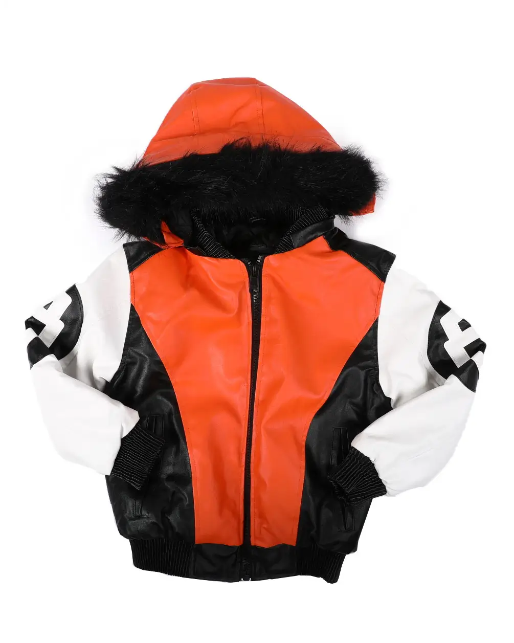 8 Ball Faux Fur Orange & White Jacket