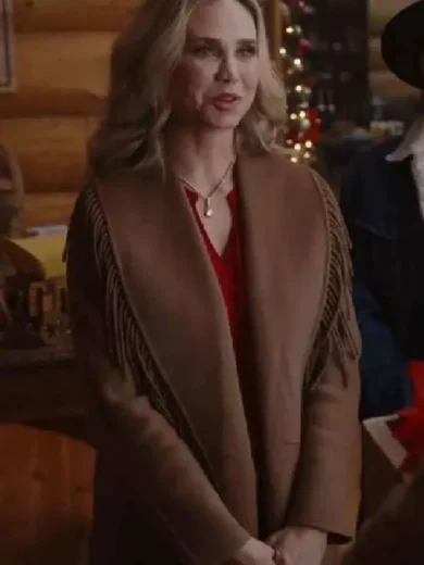 Fiona Gubelmann A Royal Montana Christmas Brown Fringe Coat