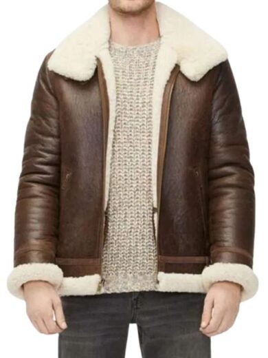 Alex Brown Sheepskin Shearling Aviator Leather Jacket