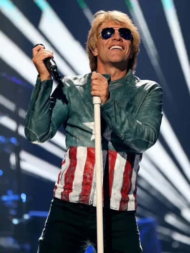Jon Bon Jovi USA Flag Leather Jacket