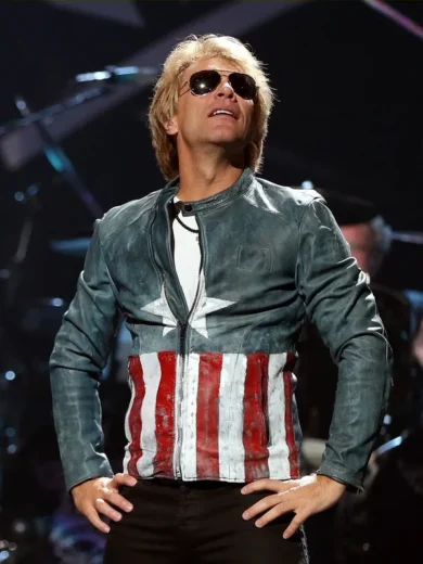 Jon Bon Jovi USA Flag Leather Jacket