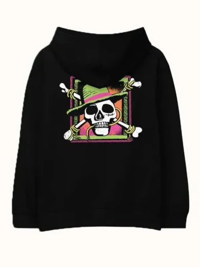 Black One Piece Printed Hoodie