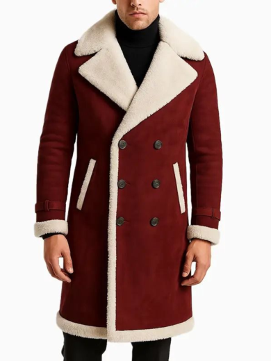 Men’s Red Shearling Long Coat
