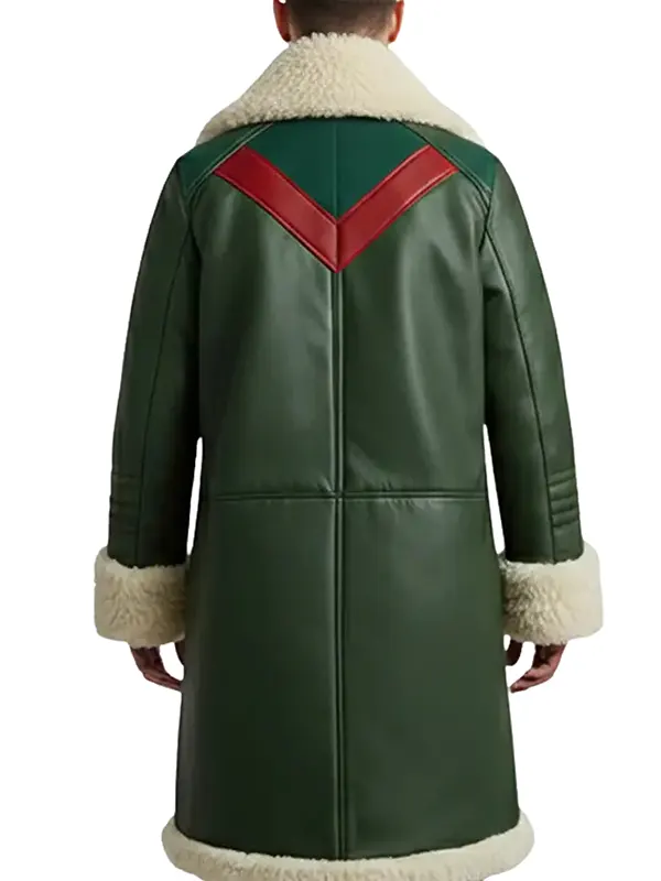 Men’s Green Shearling Long Christmas Coat