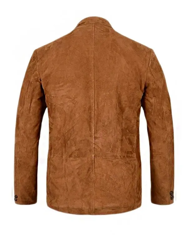 Mens Four Pockets Suede Leather Blazer