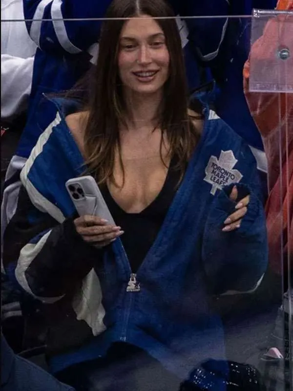 Hailey Bieber Toronto Maple Leafs Jacket