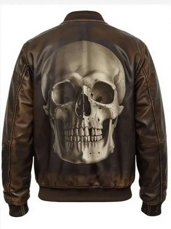Brown Skull Leather Jacket